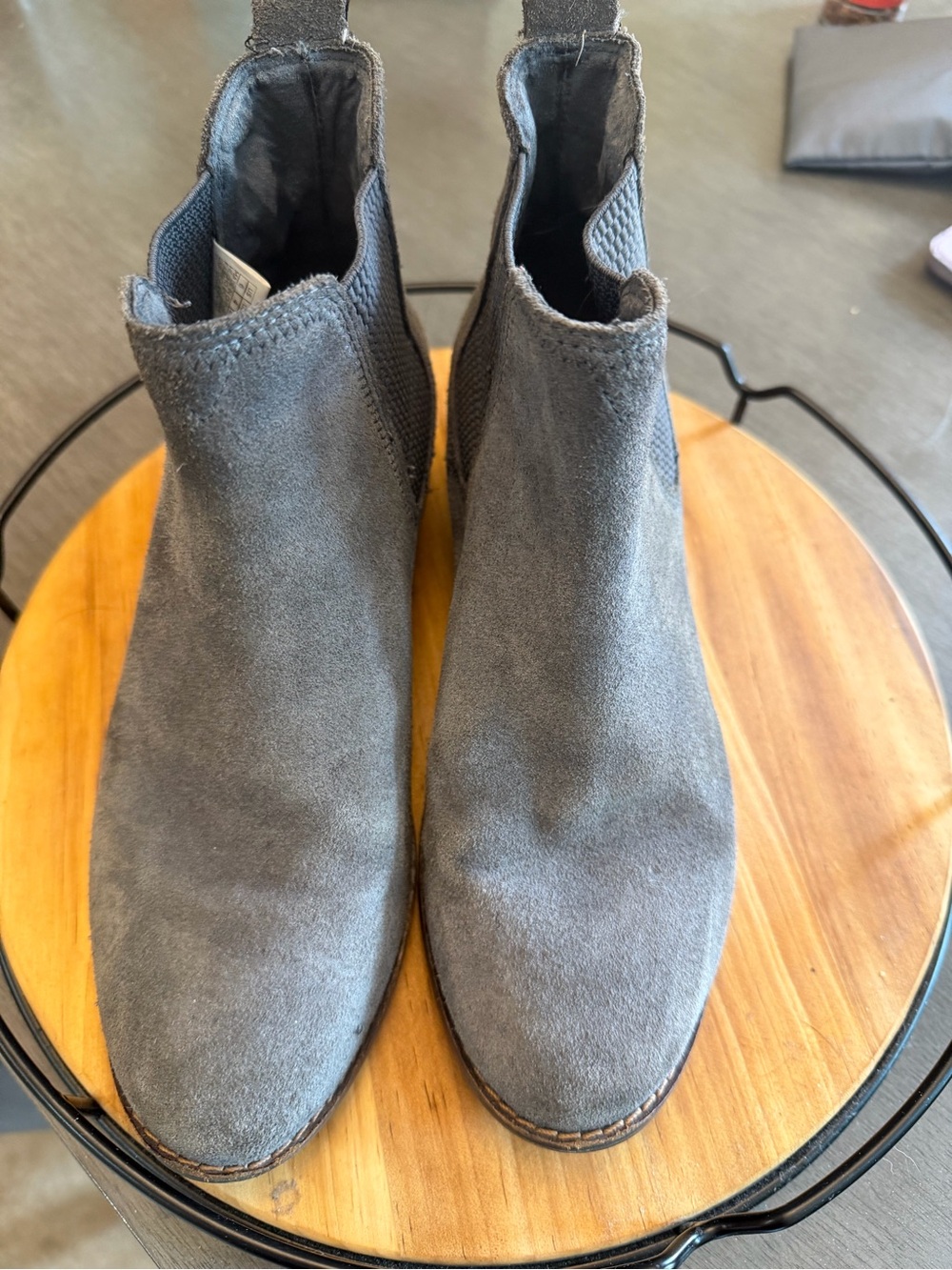 Toms Gray Suede Chelsea Ankle Boots